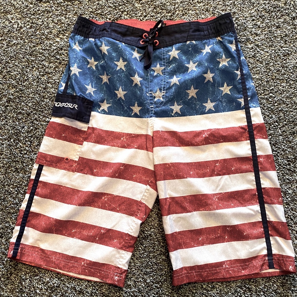 Size 14-16  American flag swimming trunks.